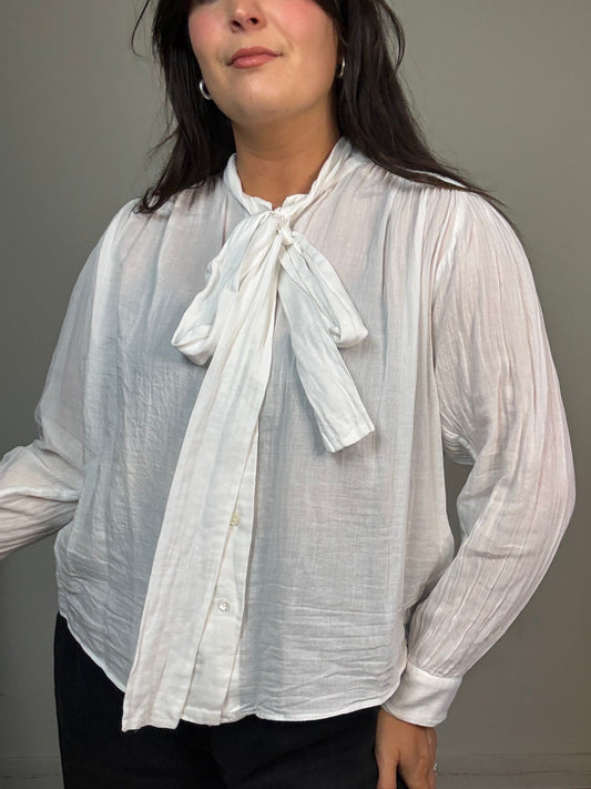 Masscob Tie Neck Blouse, S