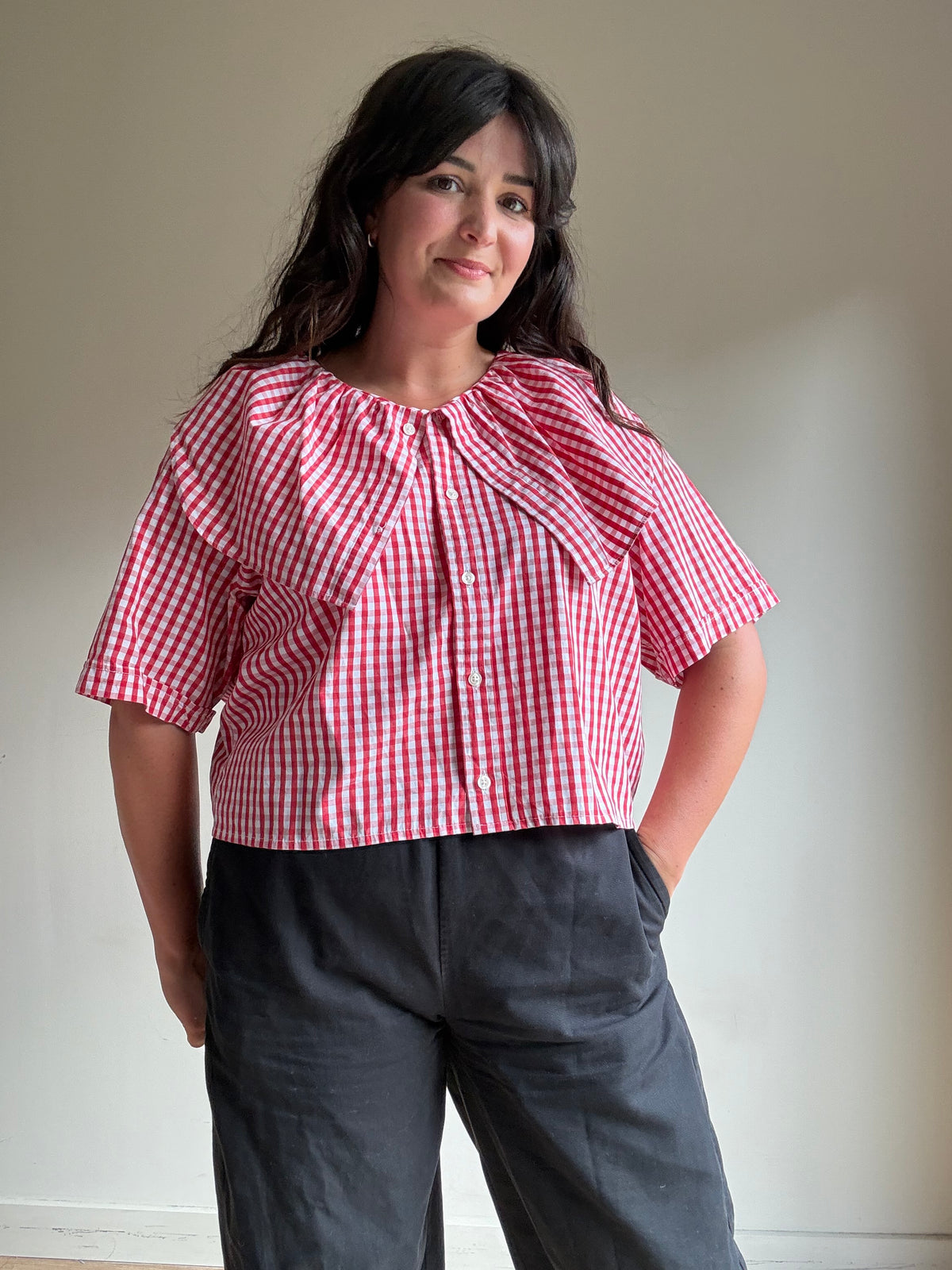 Made by SJP Handmade Gingham Blouse, L
