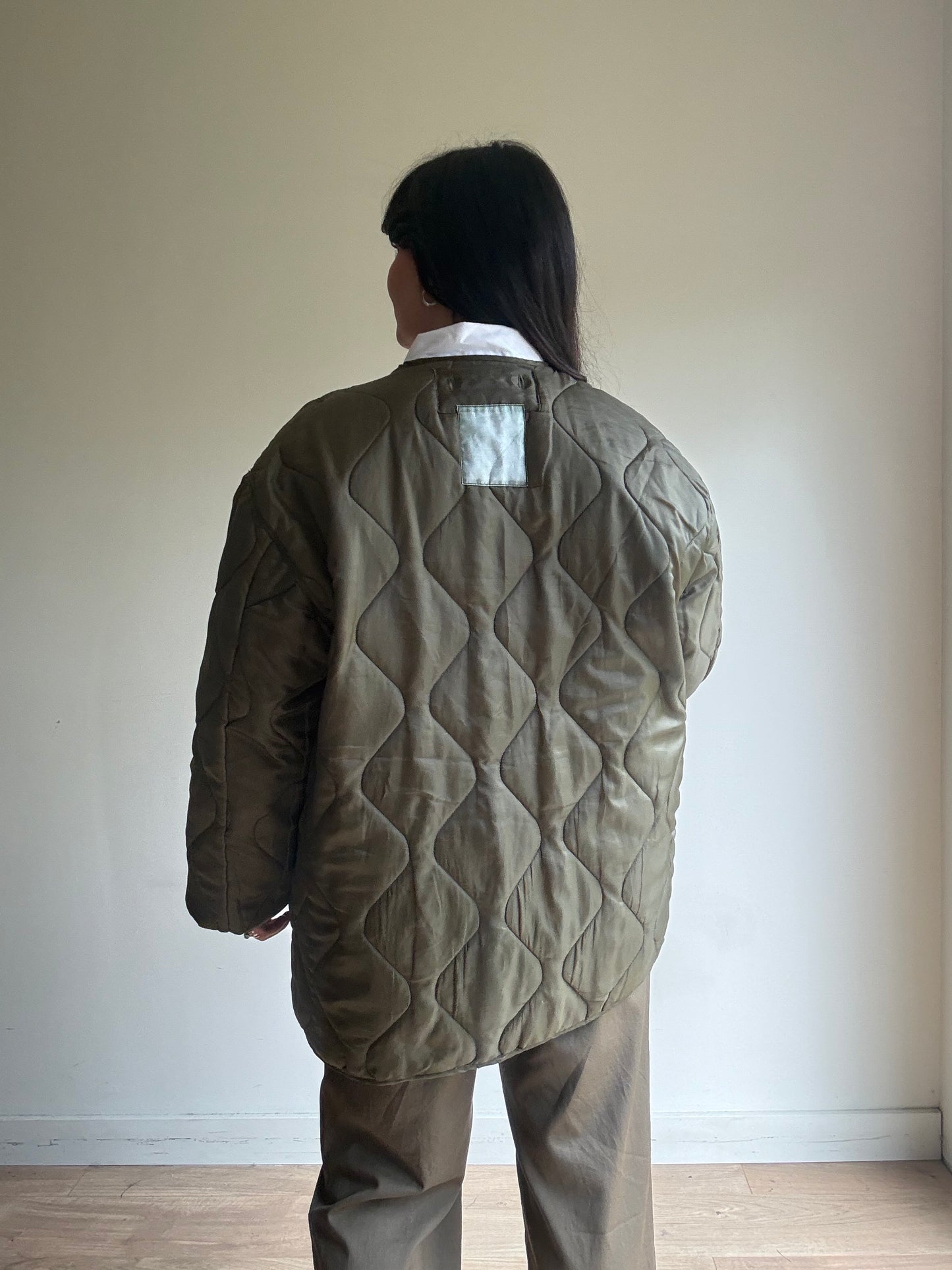 Vintage Quilted Army Military Liner Jacket, One Size