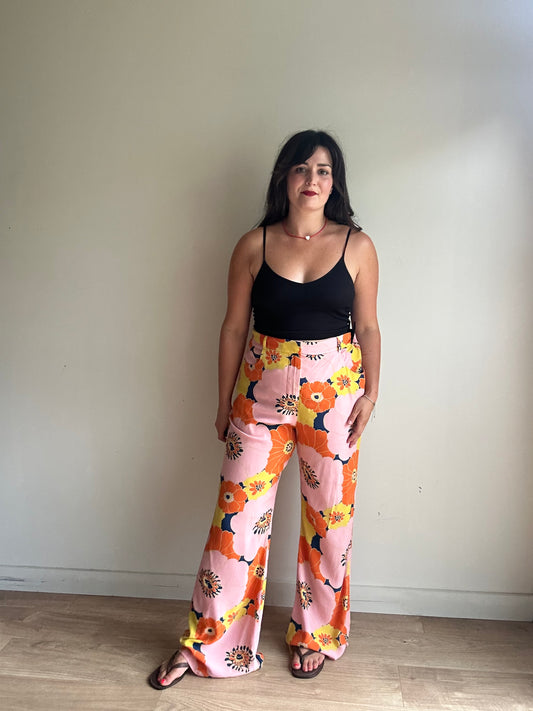 Zara Printed Wide Leg Trousers, XXL