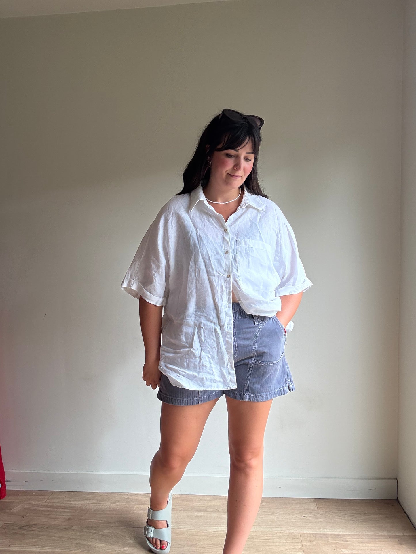Seventy + Mochi Contrast Stitch Shorts, L