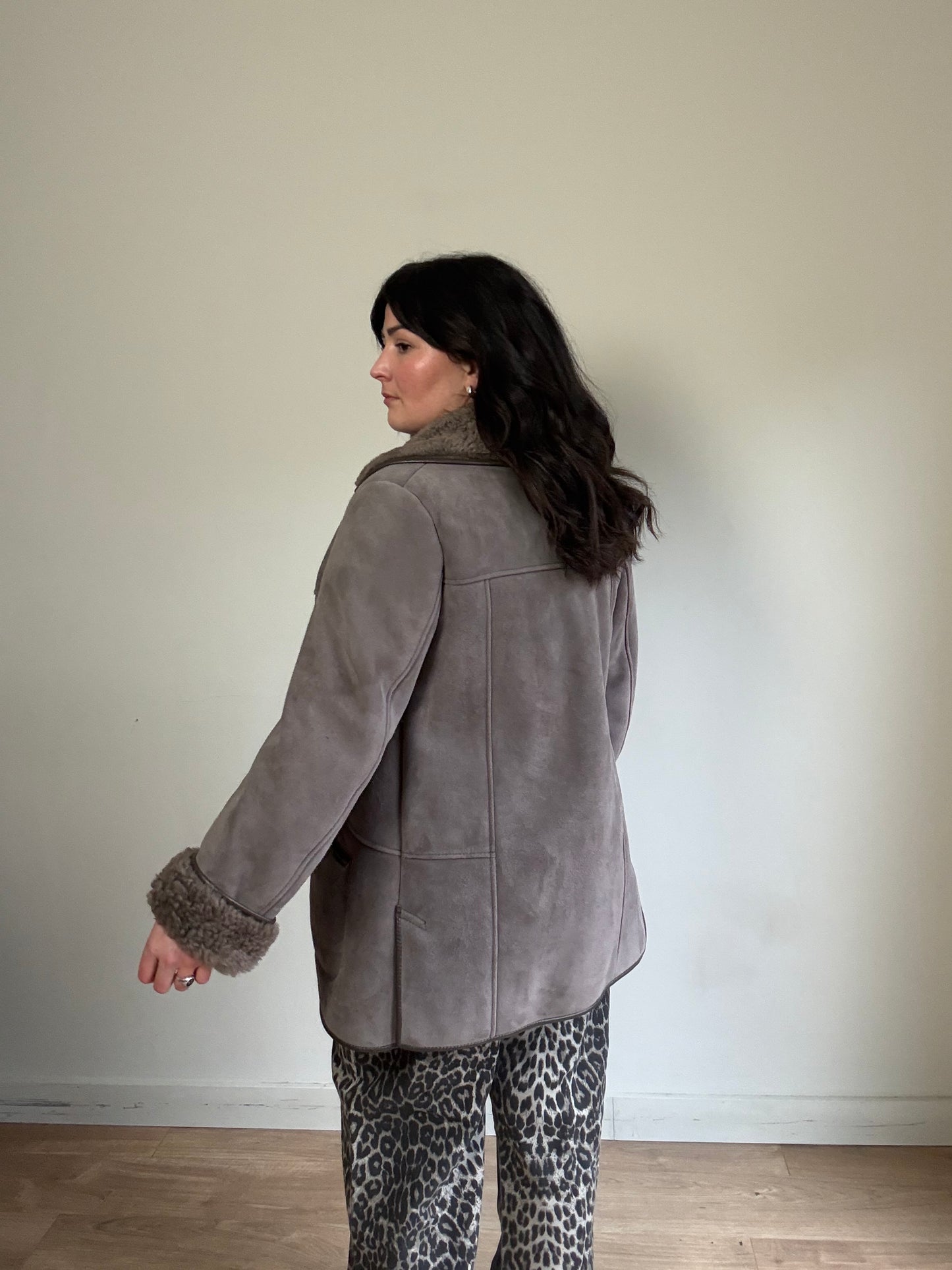 Vintage Genuine Shearling & Suede Coat, M/L