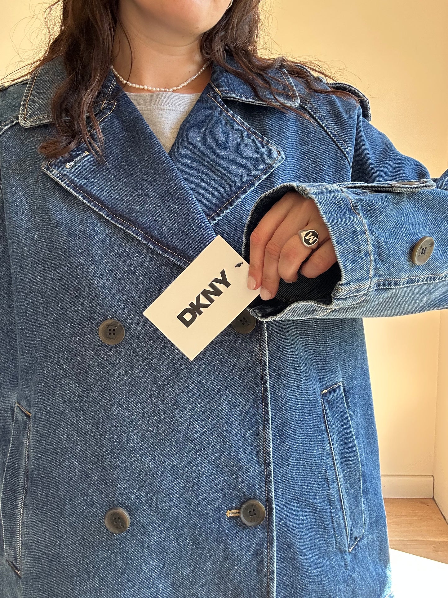 DKNY NEW Collared Denim Jacket, L