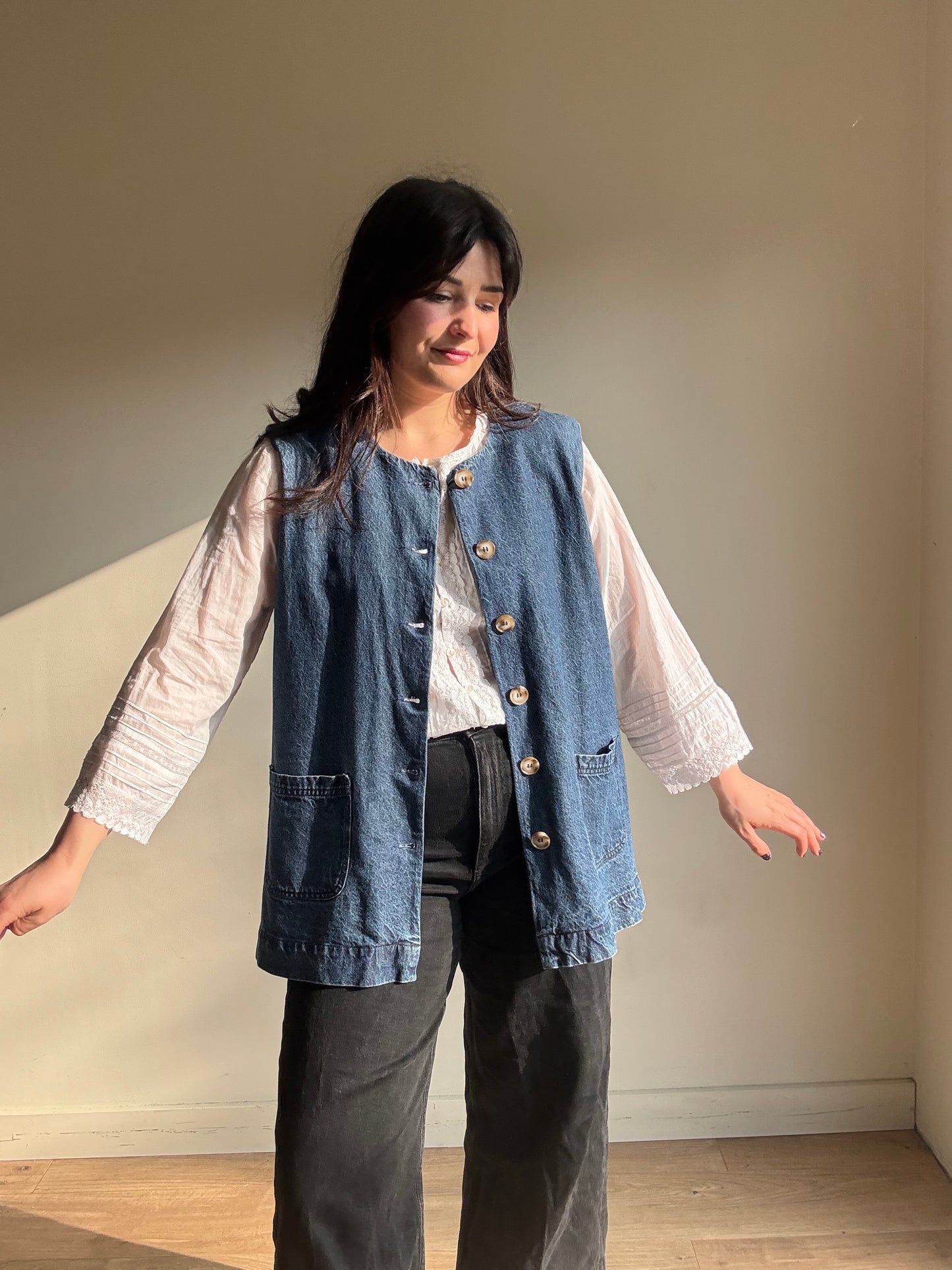 Kate Barton Denim Workwear Waistcoat, L