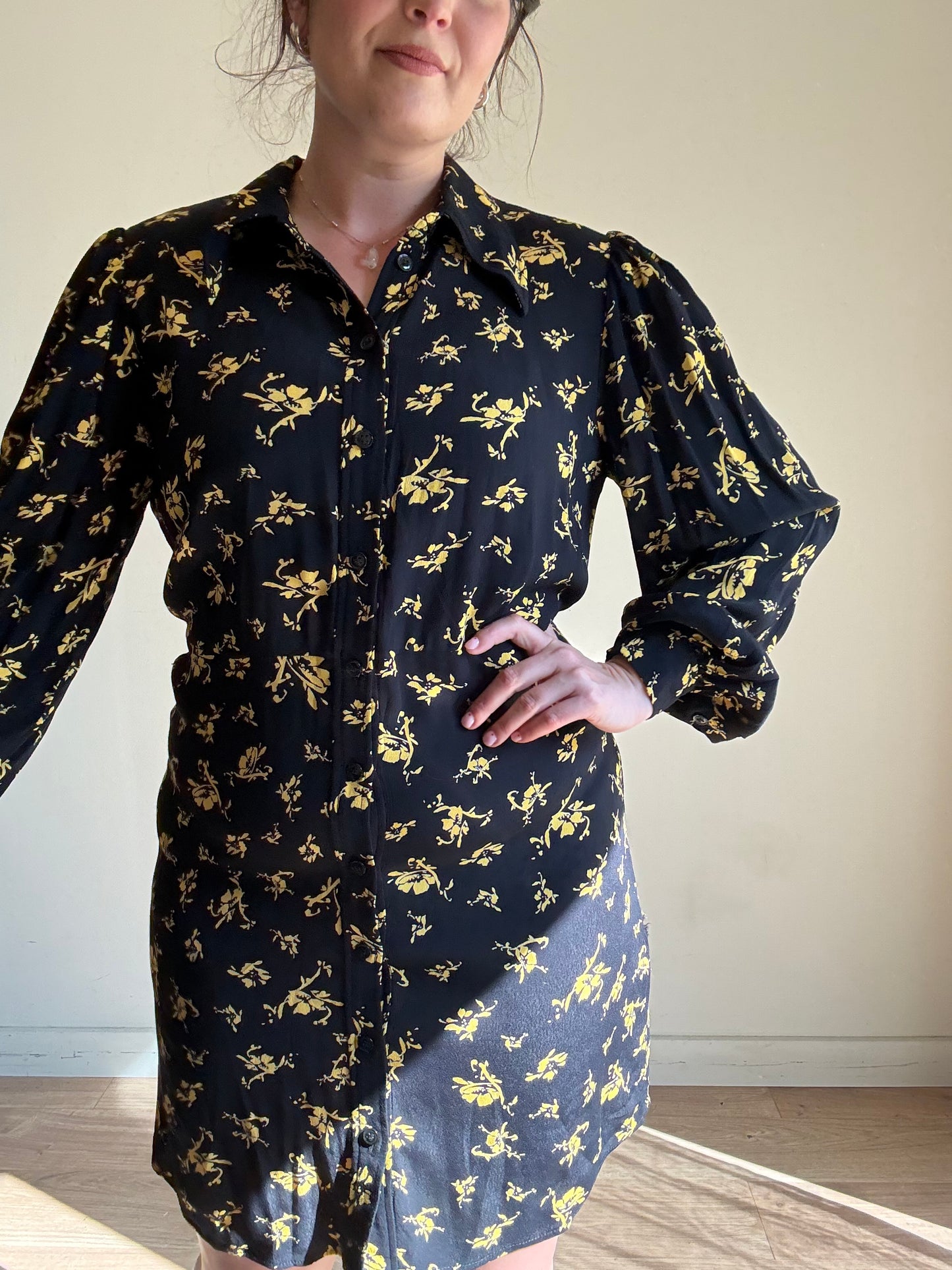 Ganni Floral Viscose Mini Dress, 42