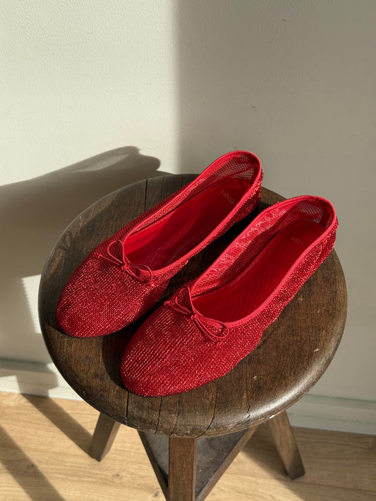 Mango NEW Mesh Ballet Flats, 39