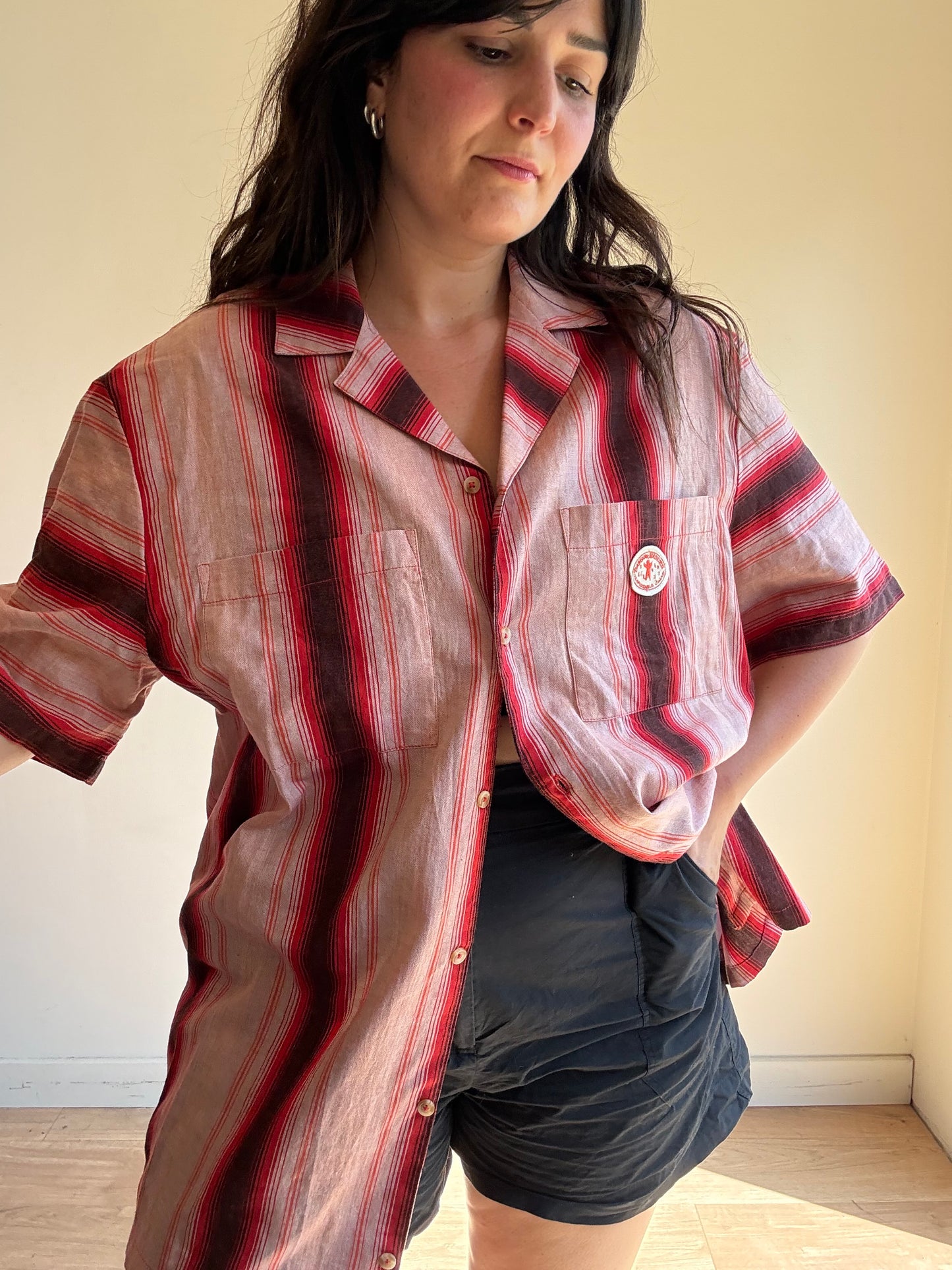 Damson Madder NEW Stripe Patch Shirt, M-L