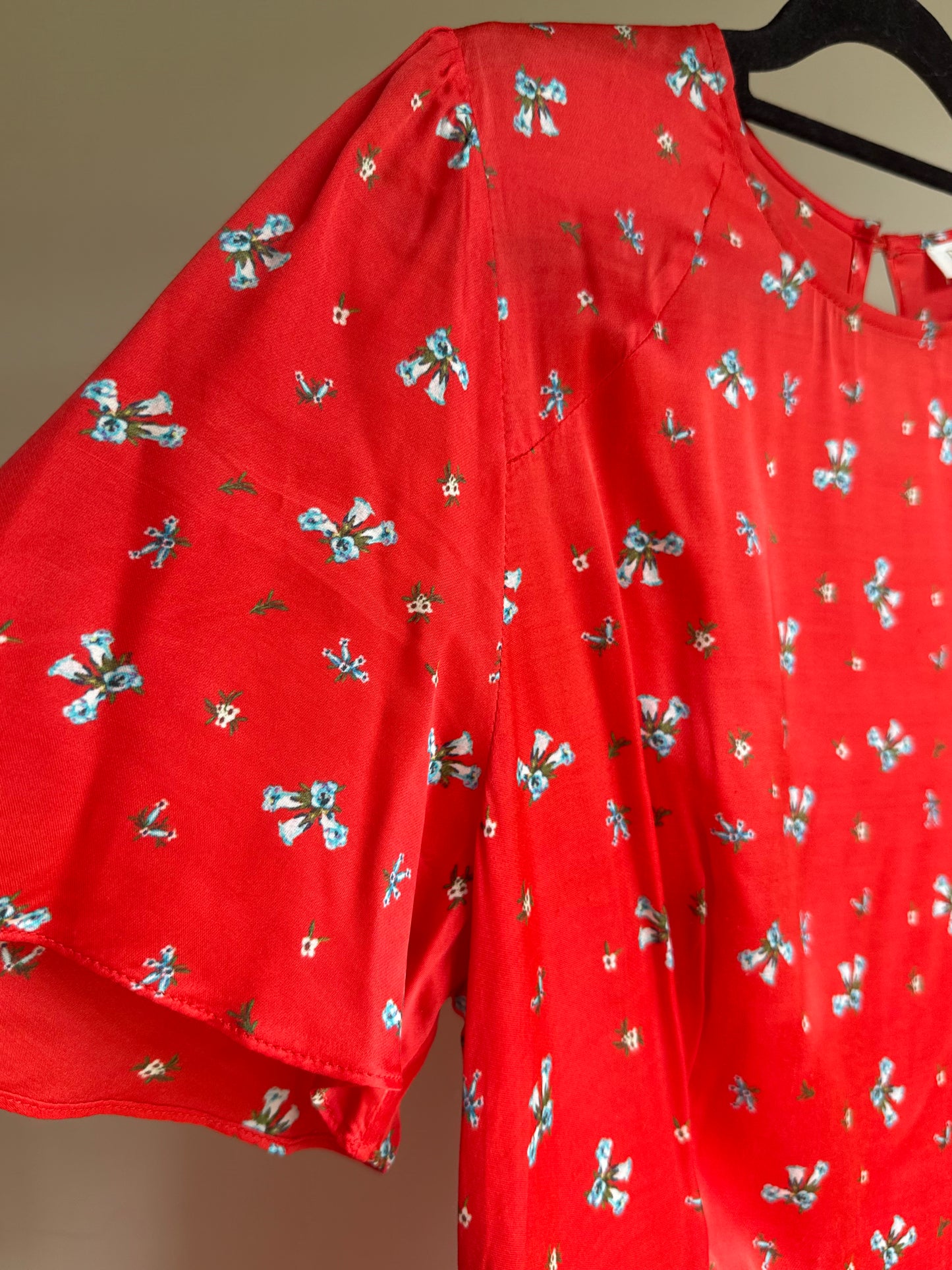 Rixo Satin Floral Midi Dress, M