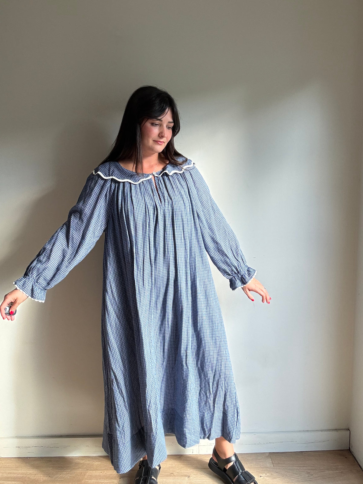 If Only If Check Cotton Dress, Size 1