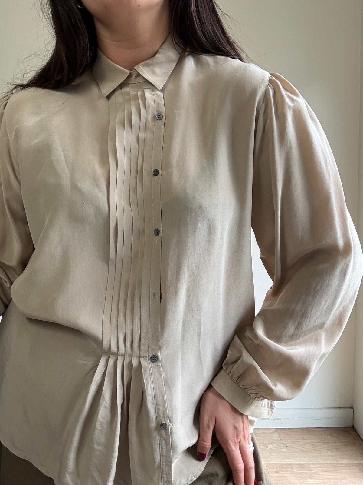 Silk Pleated Blouse, M-L