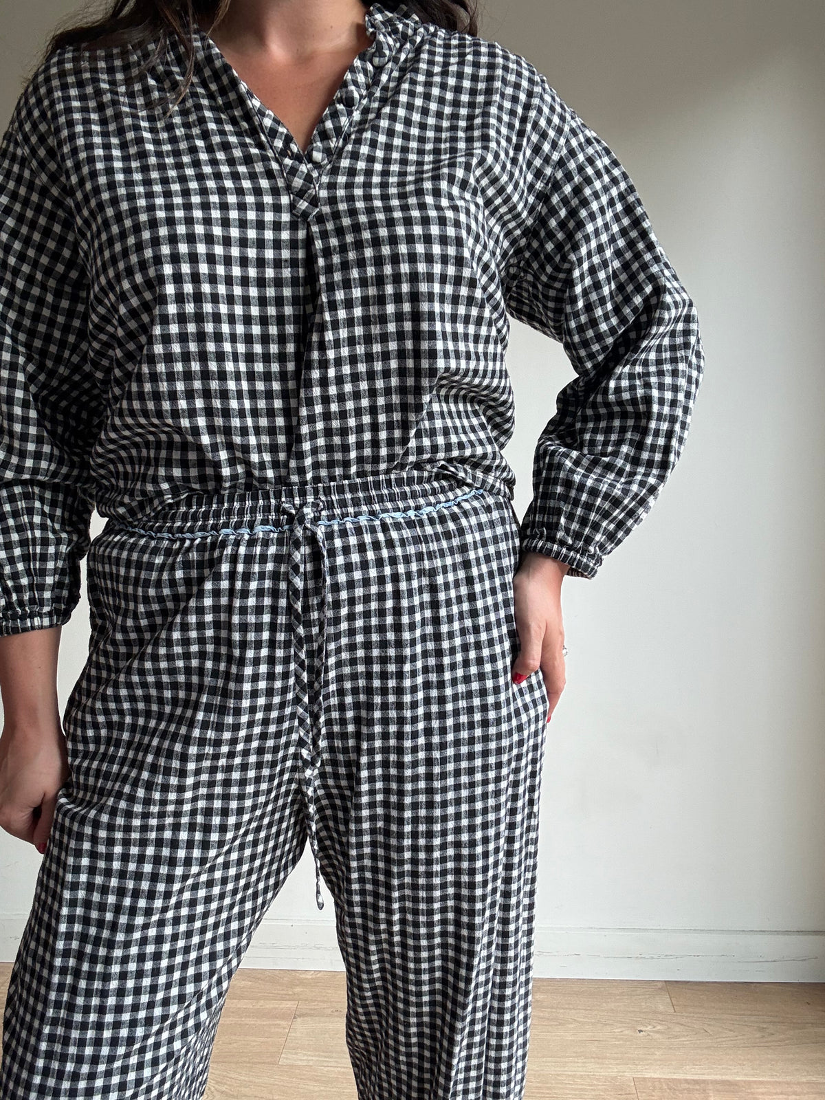 Sideline Gingham Lounge Set, M