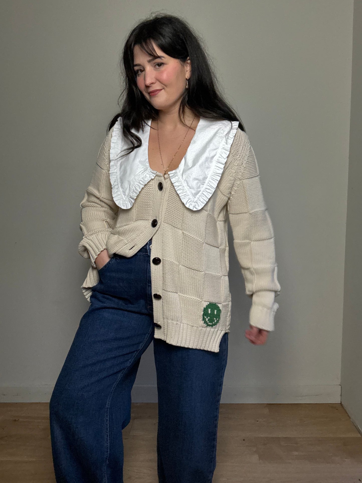 Ganni Cotton Long Collared Cardigan, M/L