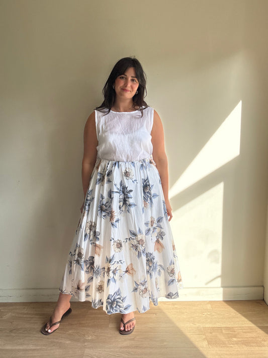 Cassolino Floral Cotton Midi Skirt, M/L