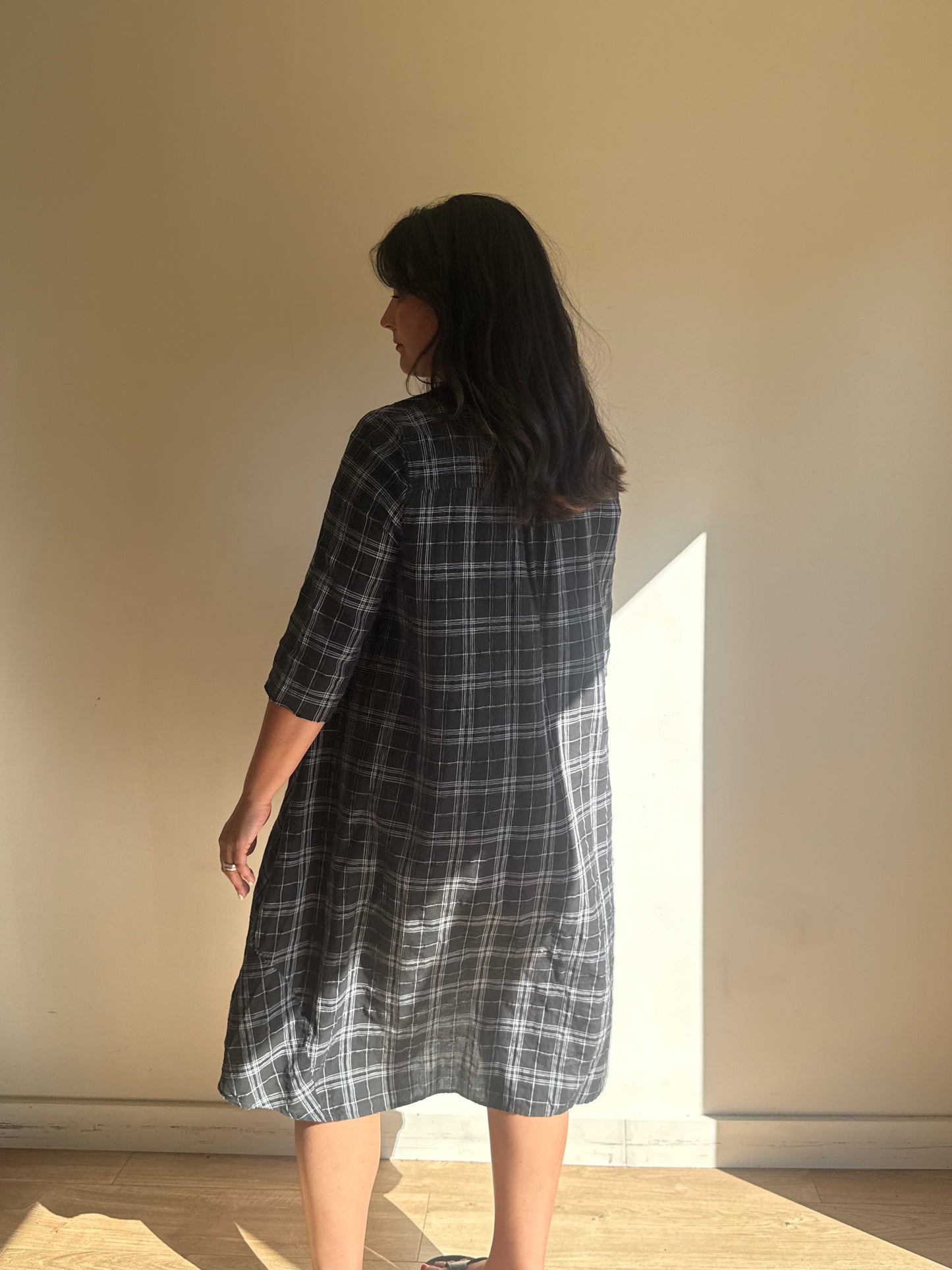 OSKA Check Cotton & Linen Shirt Dress, S-M