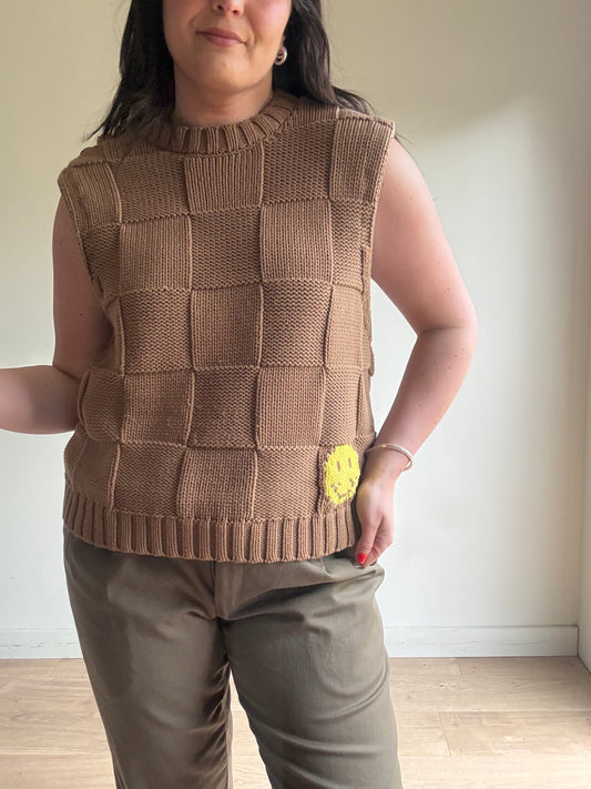 Ganni Sleeveless Basket Weave Jumper Vest, XL