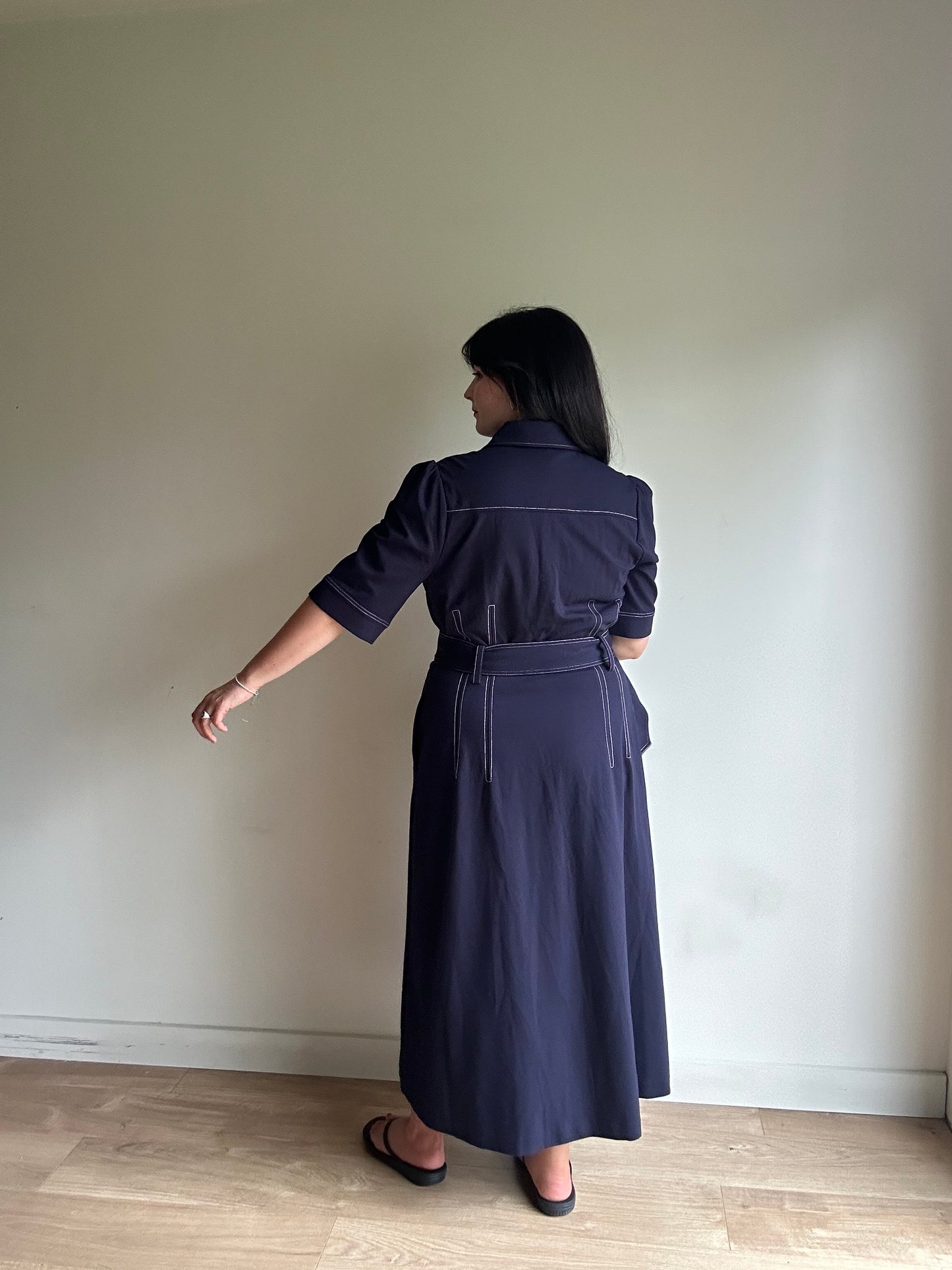 Boden NEW Contrast Stitch Belted Dress, 18R