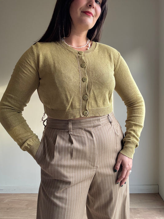 Zara Paper Cotton Crop Cardigan, M