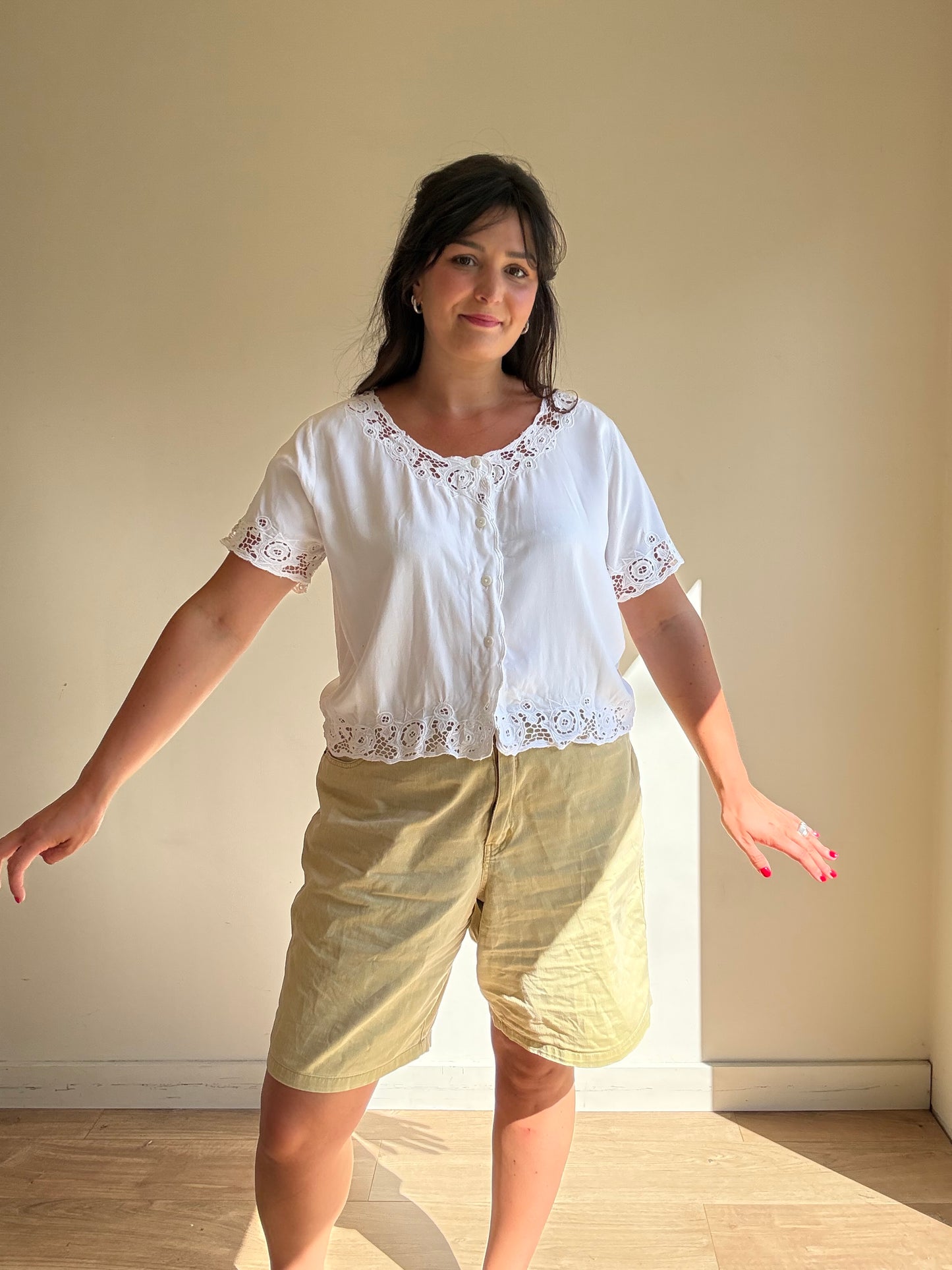 Vintage French Embroidered Top, M/L