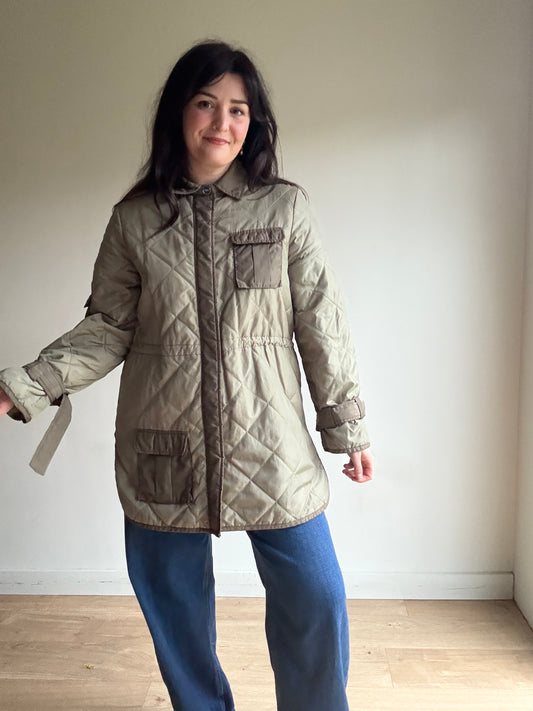 Ganni Drawstring Waist Quilted Puffer Coat, 36