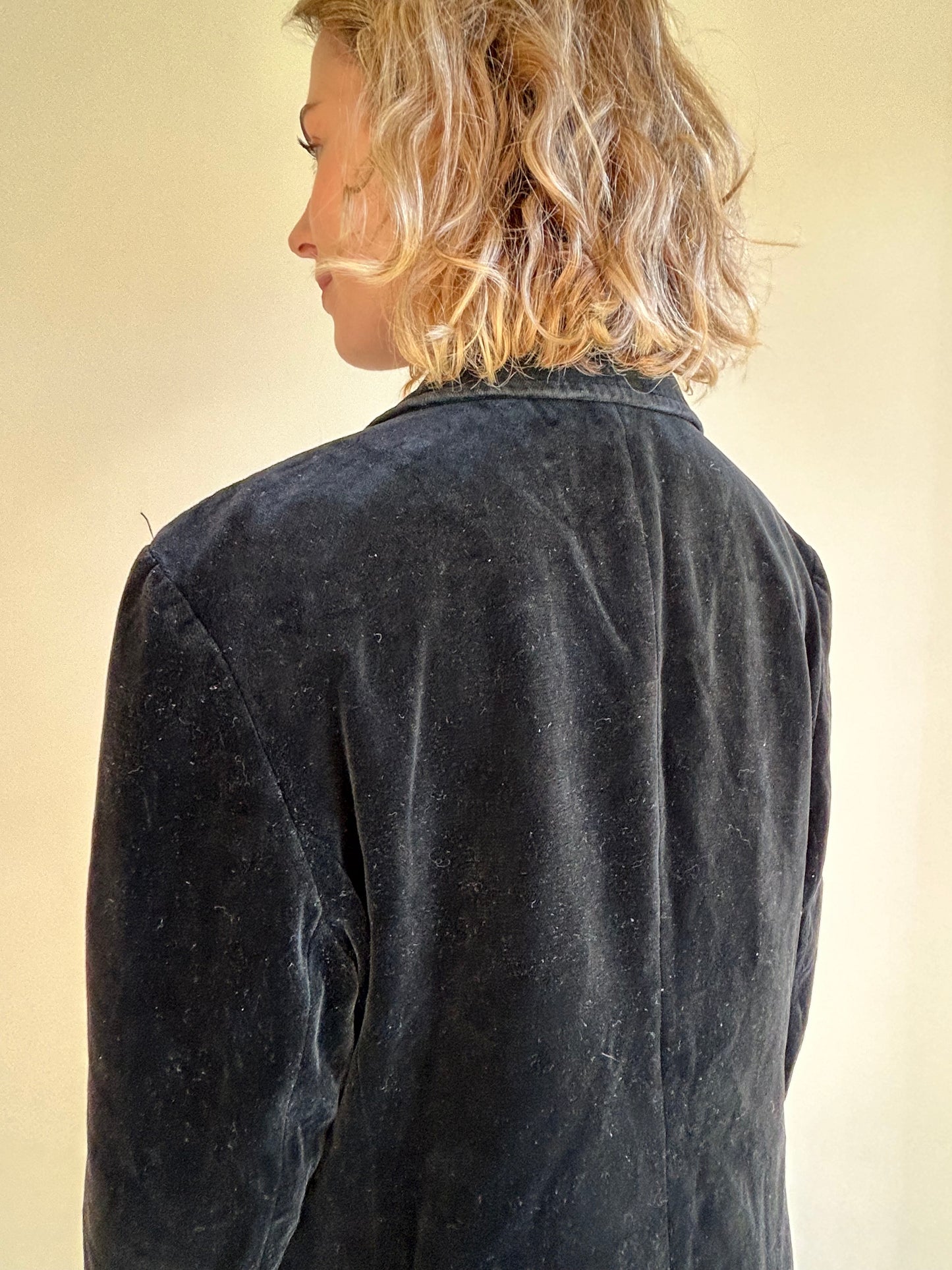 Black Vintage Velvet Blazer, S/M