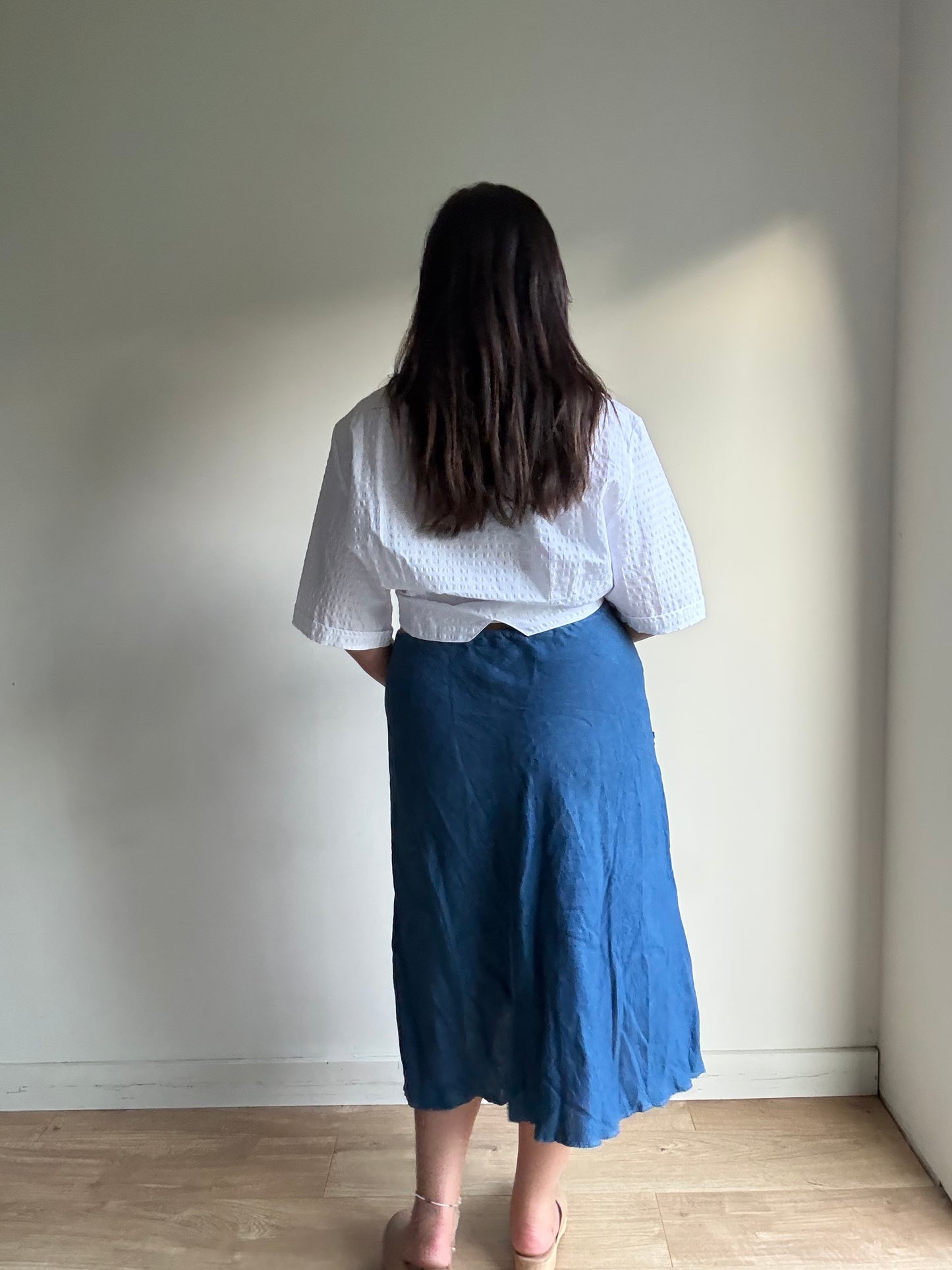 Linen Pocket Bias Cut Skirt, M/L