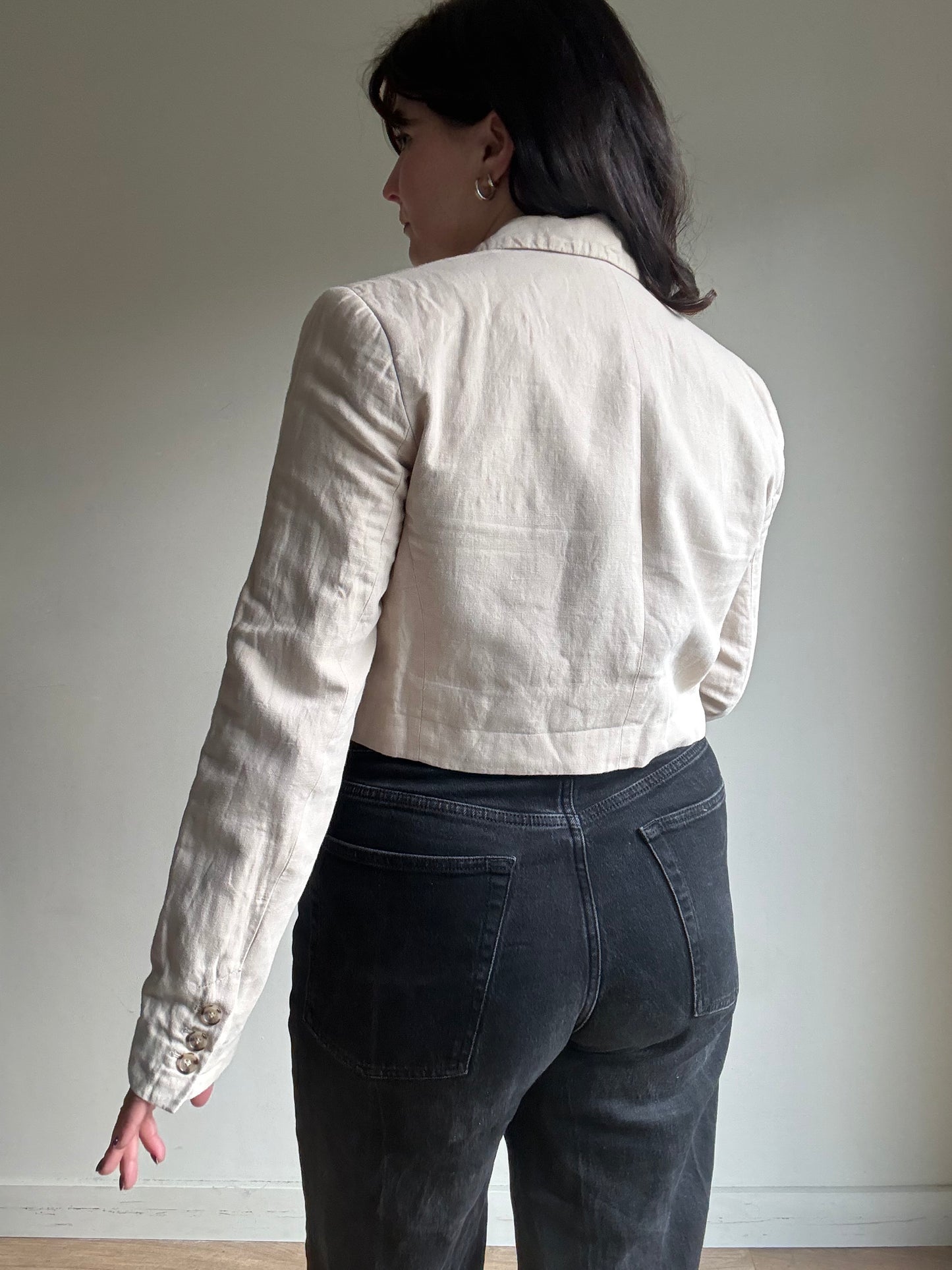 Cream Zara Cropped Blazer, M