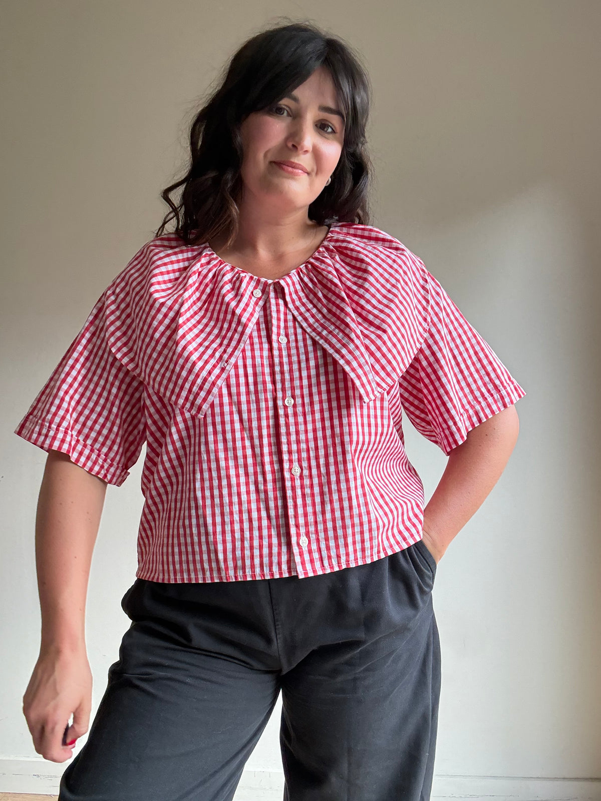 Made by SJP Handmade Gingham Blouse, L