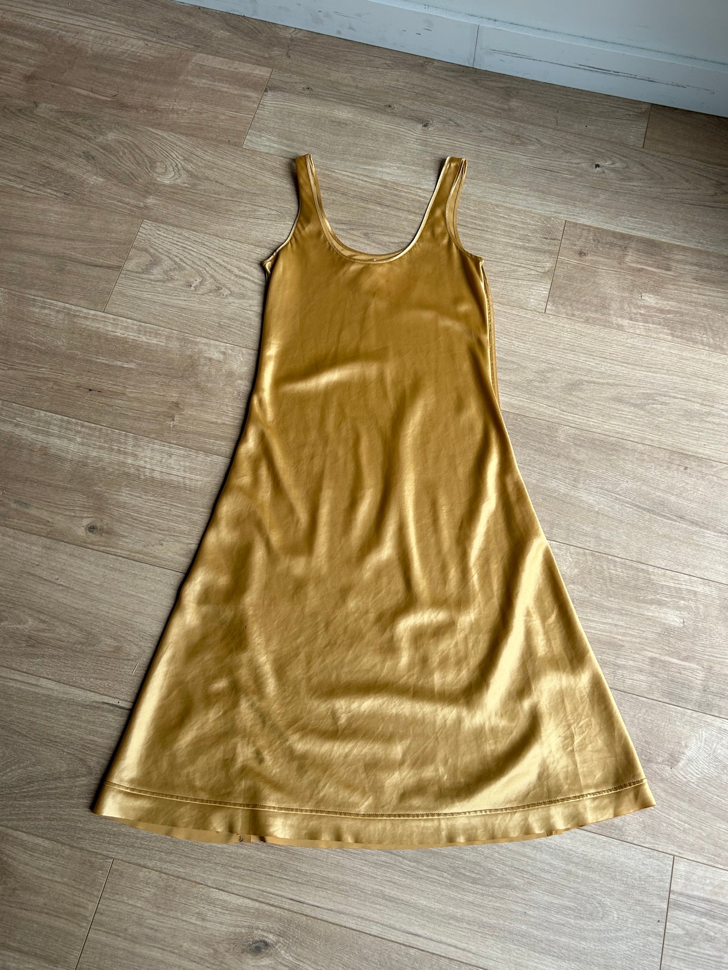 Gold Acne Studios Satin Slip Dress, 34