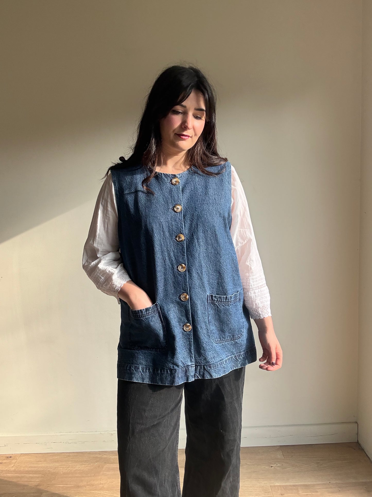 Kate Barton Denim Workwear Waistcoat, L