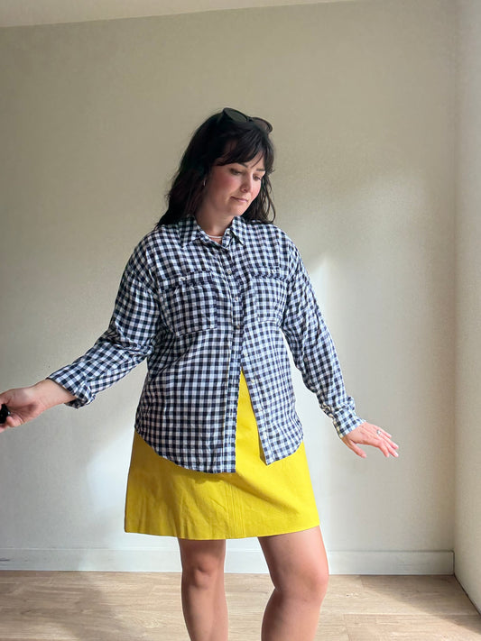 Navy Gingham Shirt, M/L