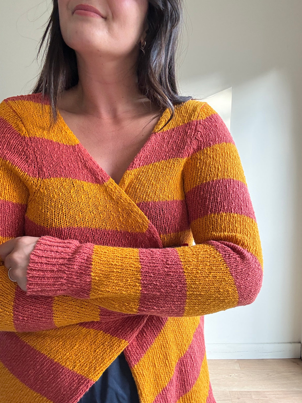 American Vintage Cotton & Linen Stripe Cardigan, S