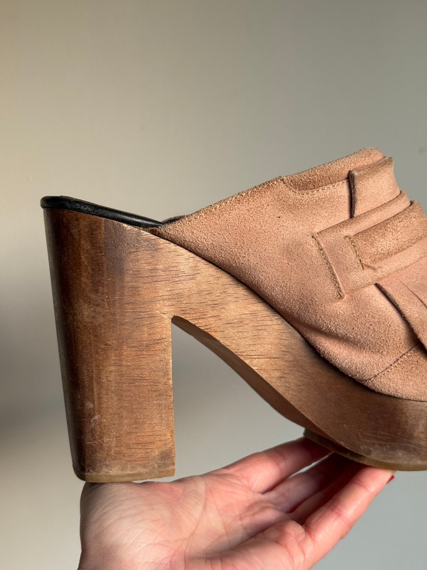 Rachel Comey Suede Tassel Mule Clog Heels, 40