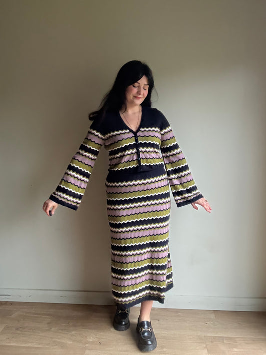 Sezane Knit Skirt & Cardigan Co-Ord, L/XL