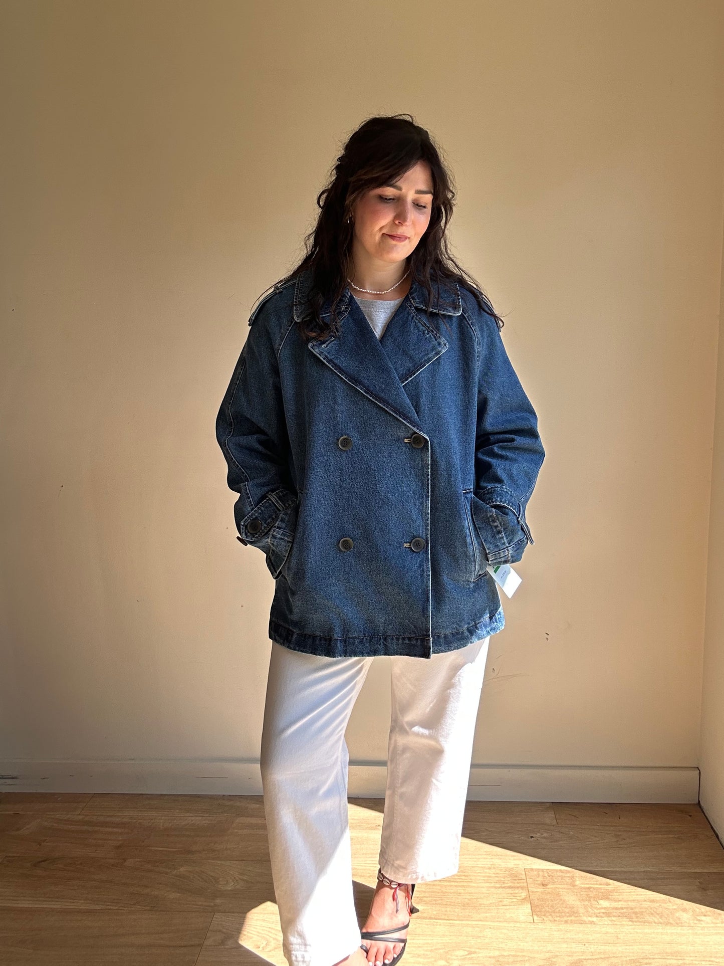 DKNY NEW Collared Denim Jacket, L