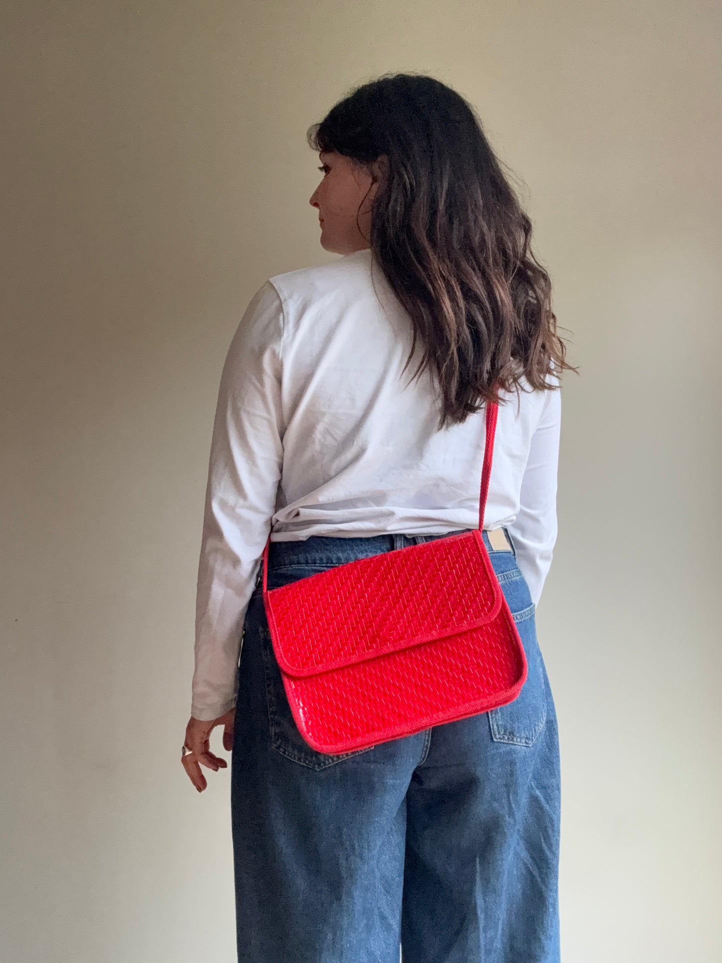 Vintage Woven Italian Crossbody Bag, O/S