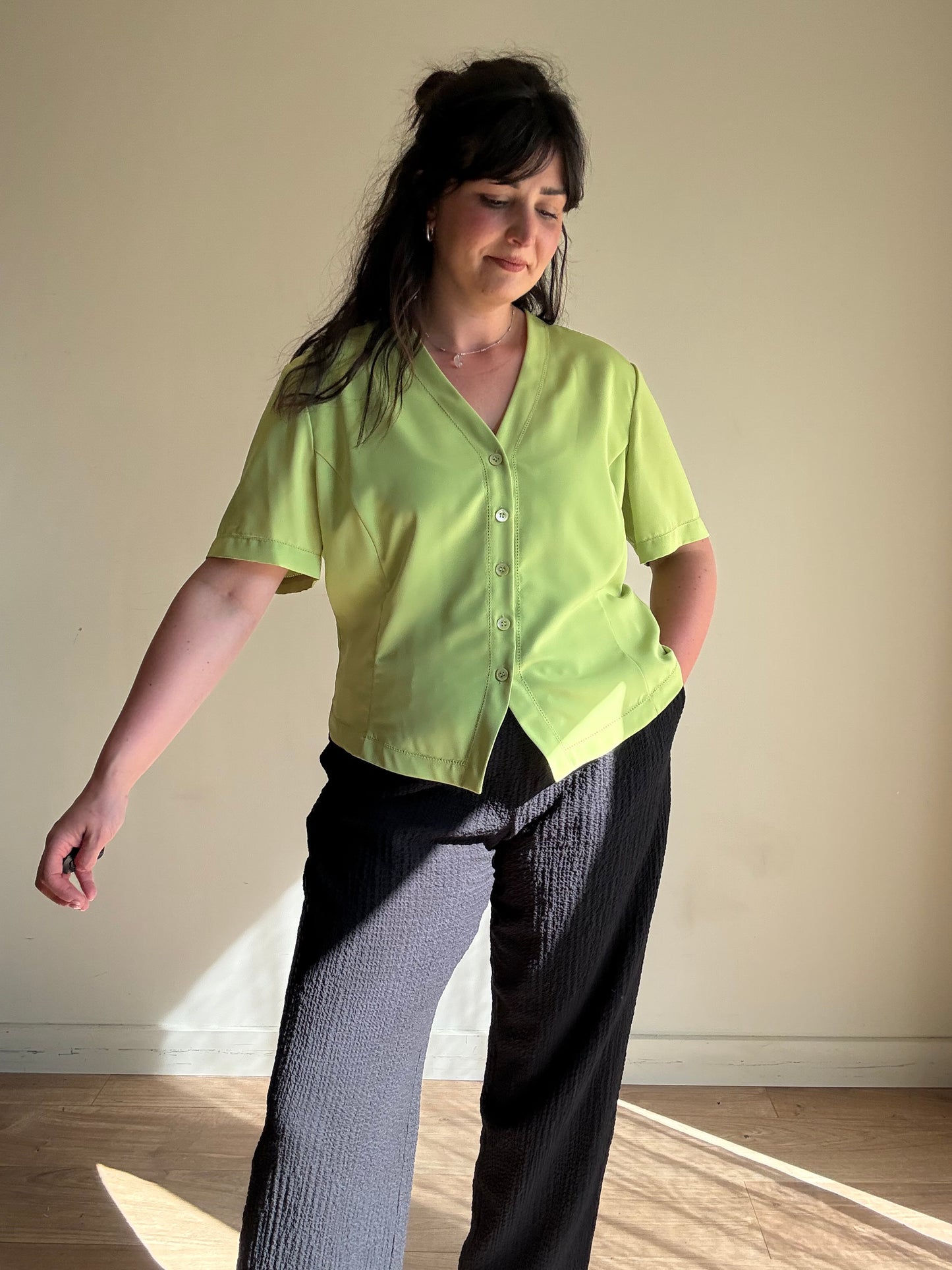 Vintage Button Up Blouse, XL