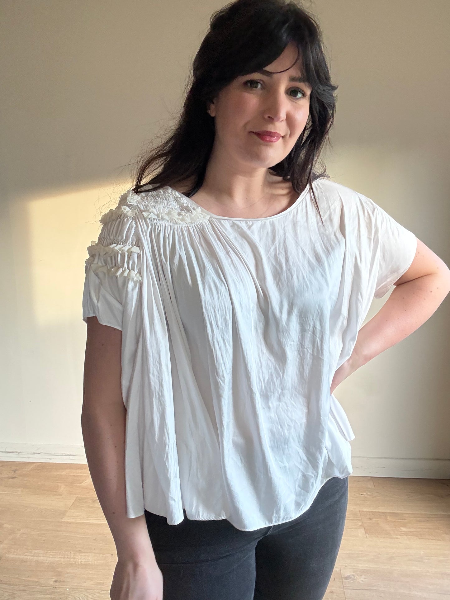All Saints Silk Ruffle Top, 12