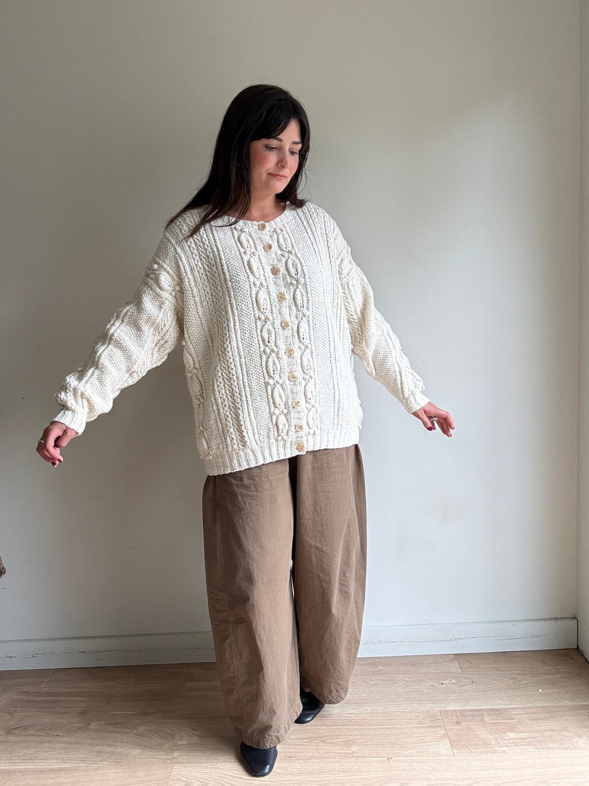Chunky Hand knit Grandad Cardigan, XL