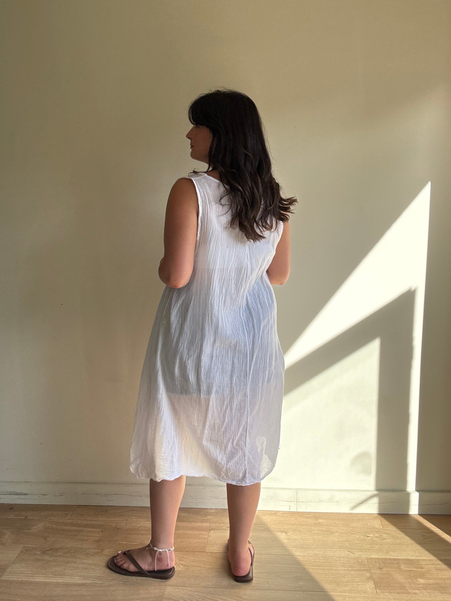 Italian Lightweight Cotton Gauze Dress, One Size