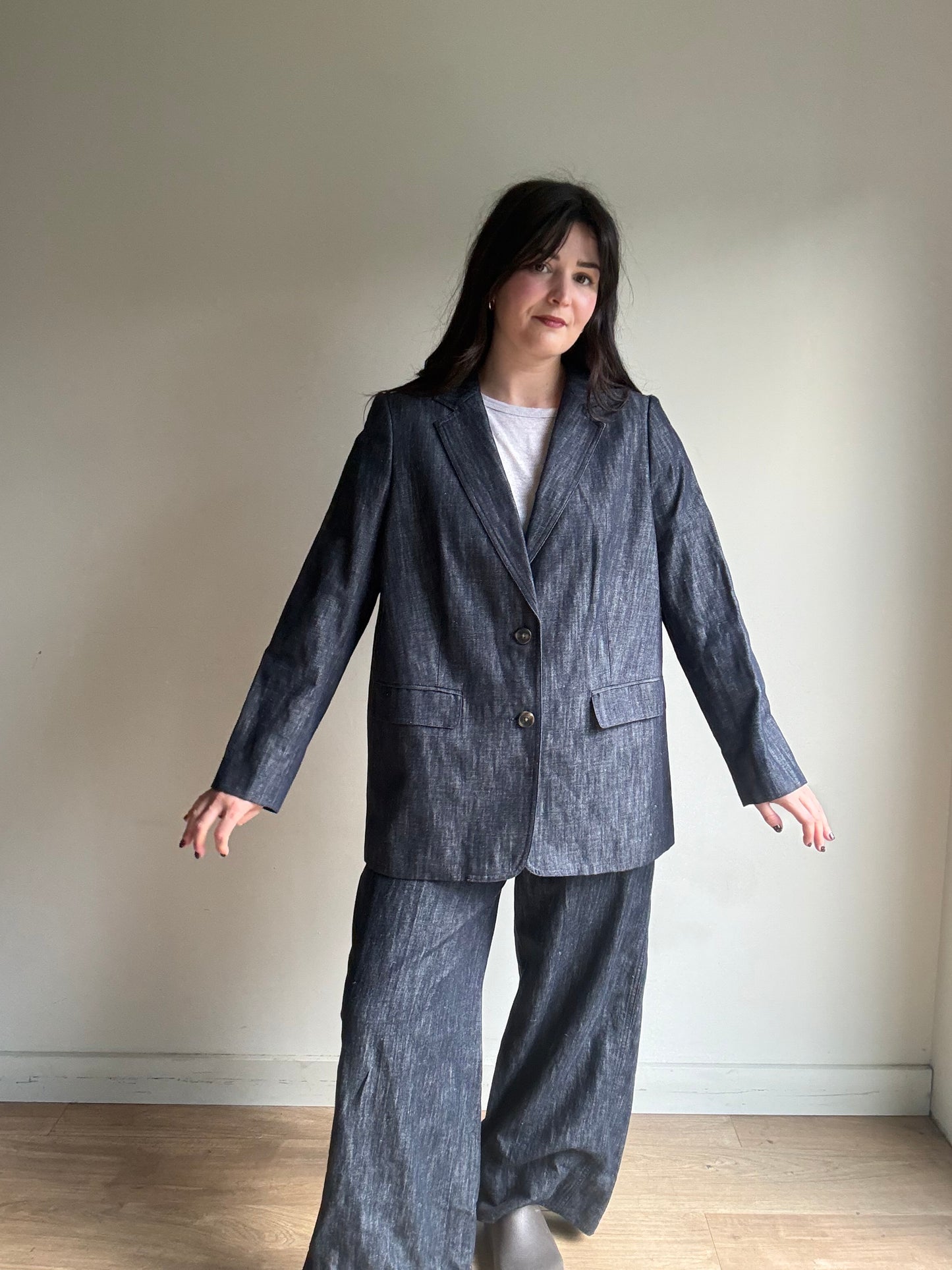 M&S Suit Chambray Denim Effect Suit, 18