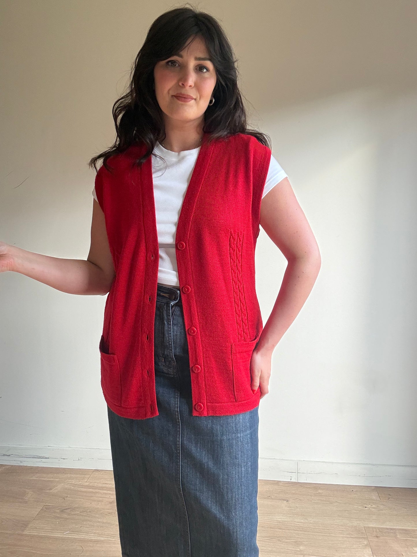 Vintage Canda Wool Mix Vest Cardigan, M/L
