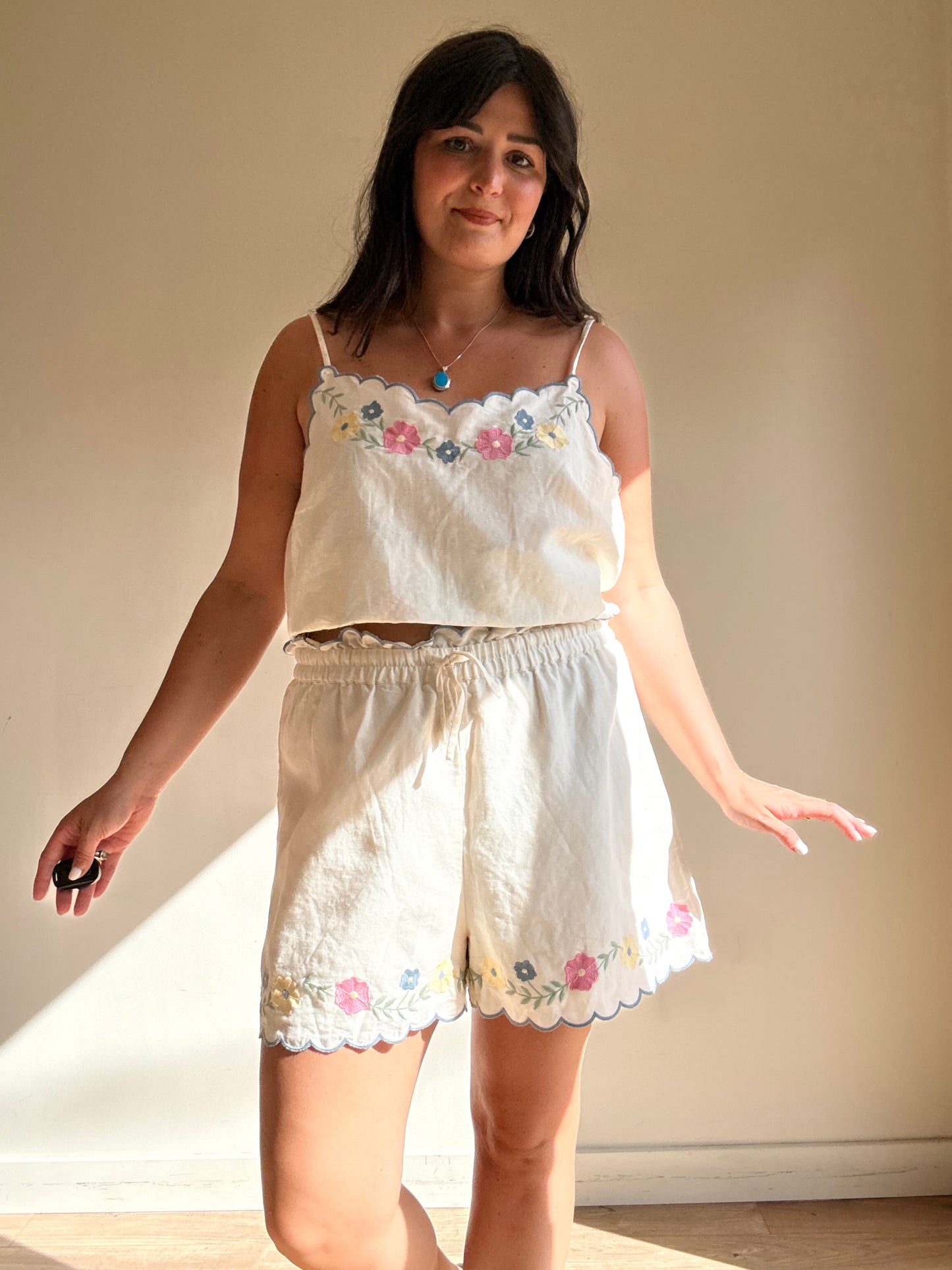 Sezane Linen Embroidered Co-Ord, 16-18