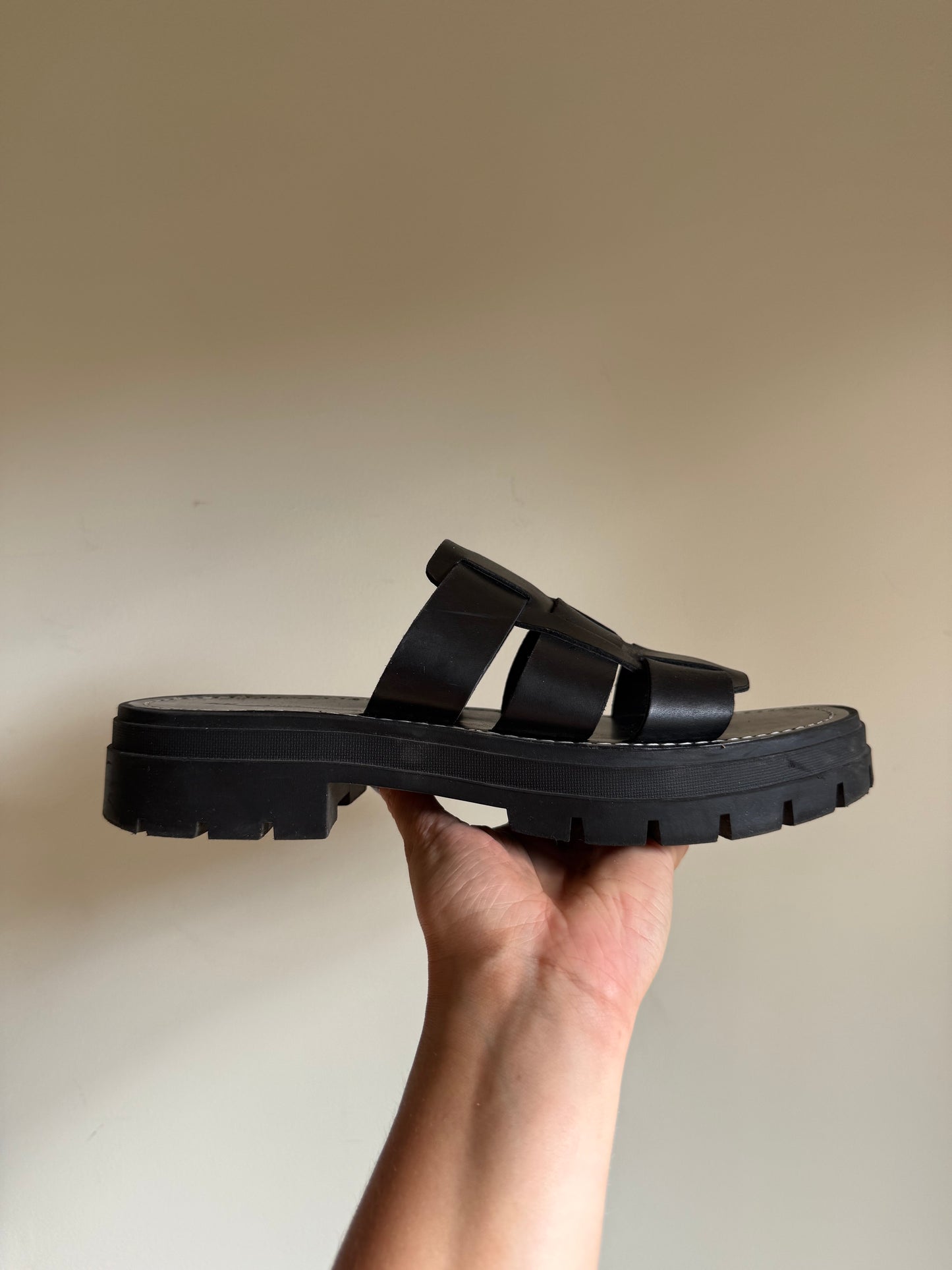 Black H&M Leather Sandals, 40
