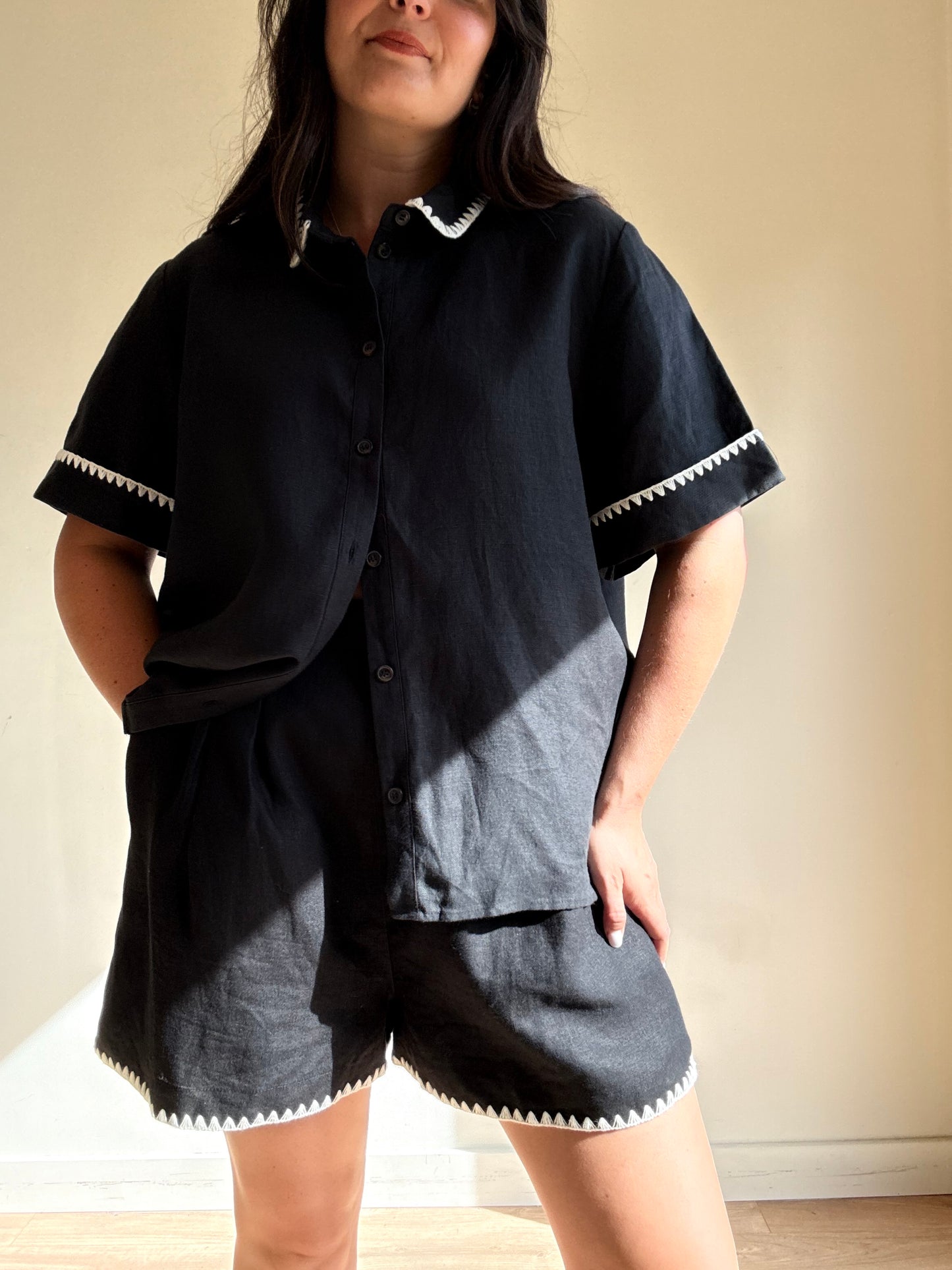 Sezane Linen Embroidered Co-Ord, 16-18