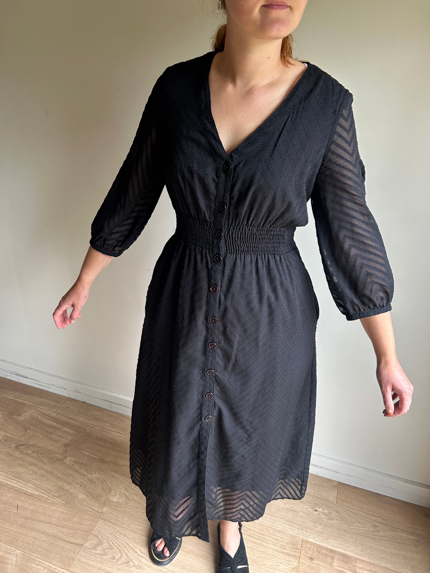 Zara Black Midi Dress - Size M