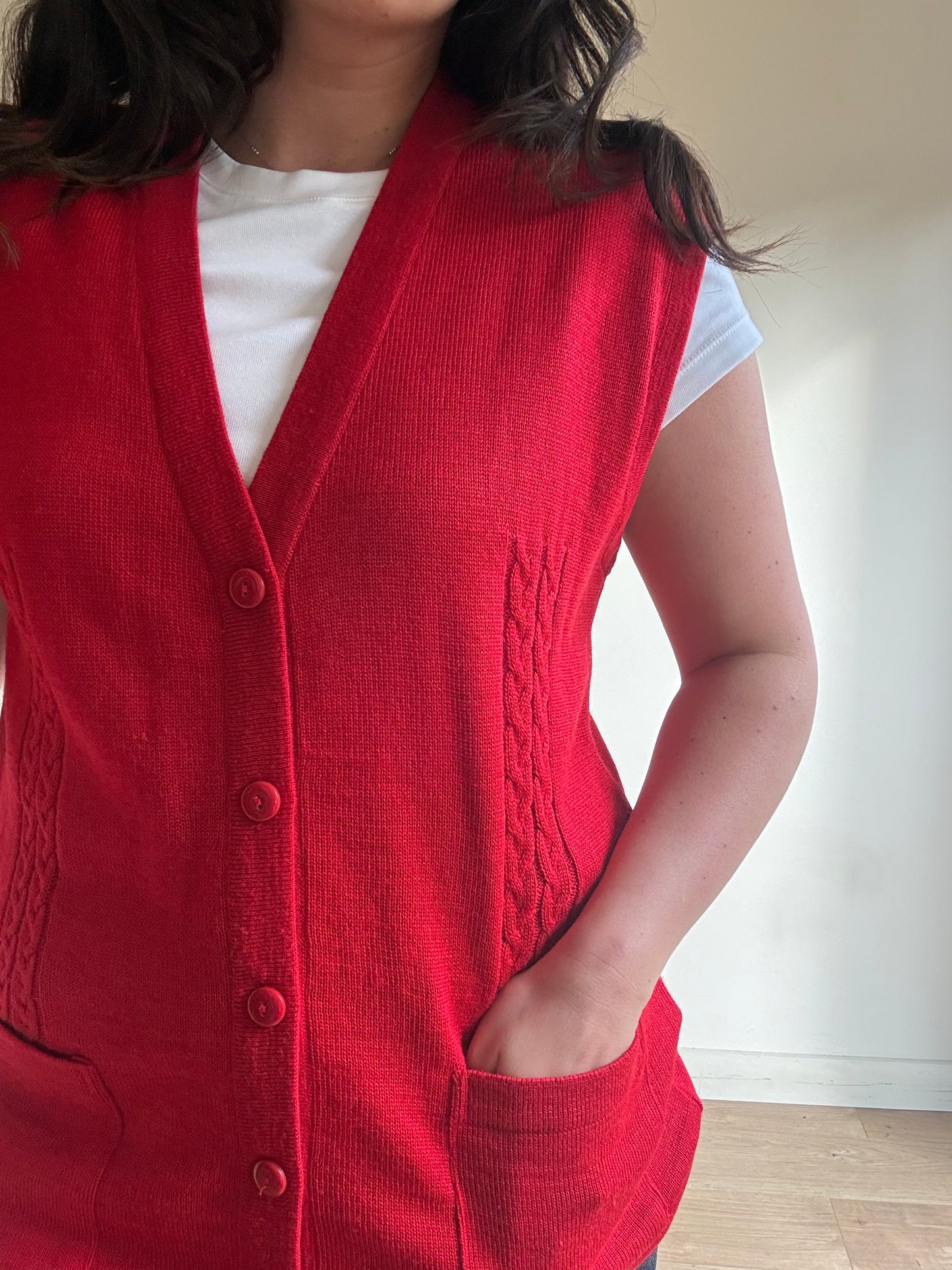 Vintage Canda Wool Mix Vest Cardigan, M/L