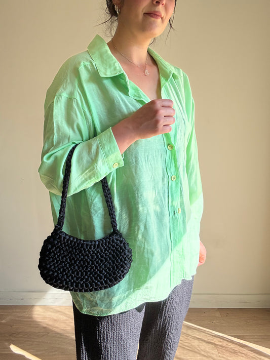 Black Handmade Woven Bag, Mini
