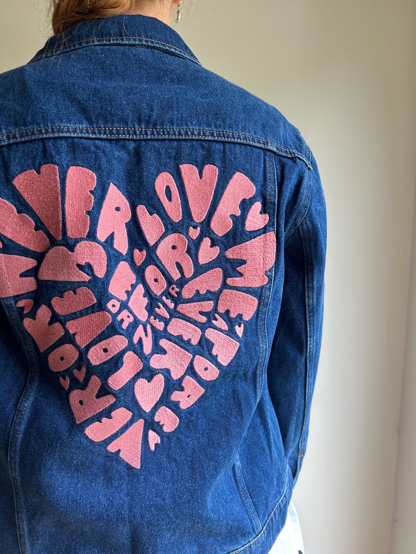 Monki NEW Denim Jacket with Embroidery, Small