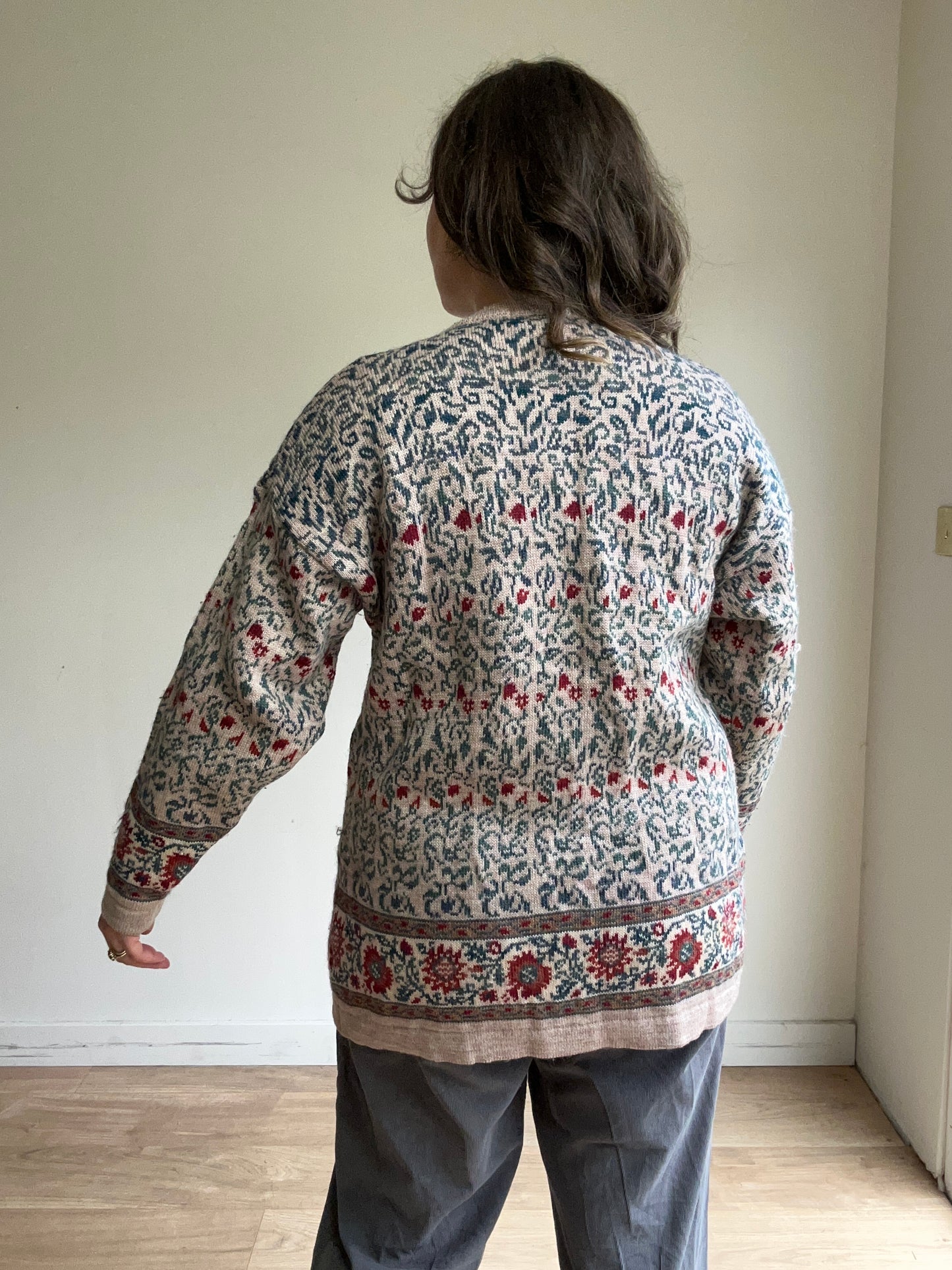 Vintage Pure Wool Tapestry Cardigan, XL