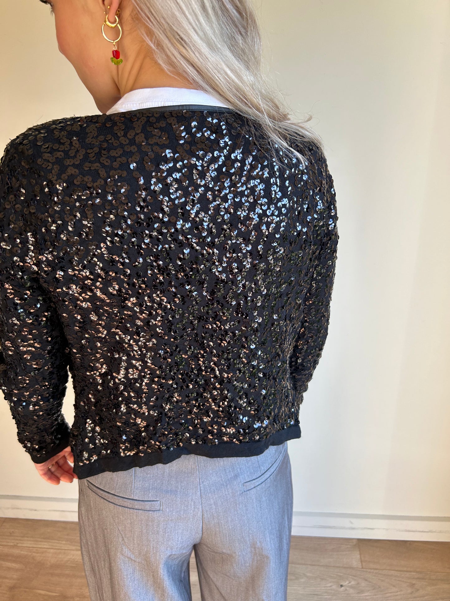 H&M Sequin Open Cardigan, M